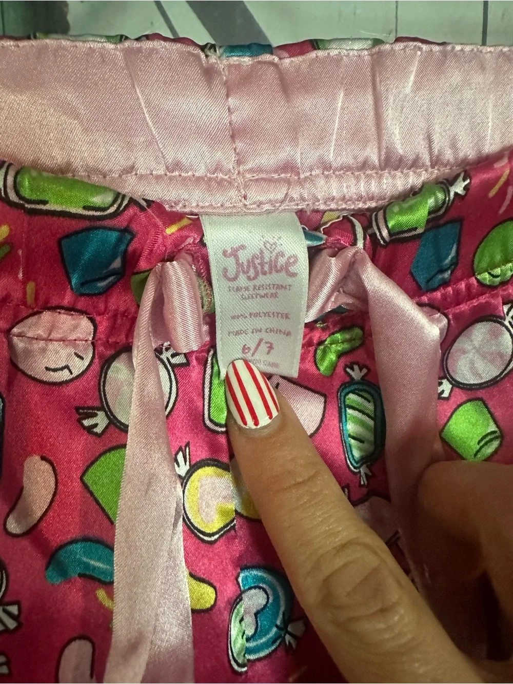 Justice Pink Candy Print Pajama Bottoms